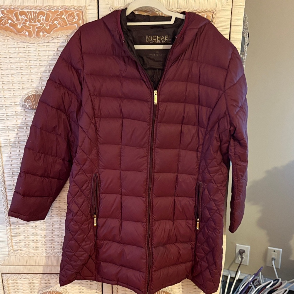 Michael Kors Women's Burgundy Puffer Jacket